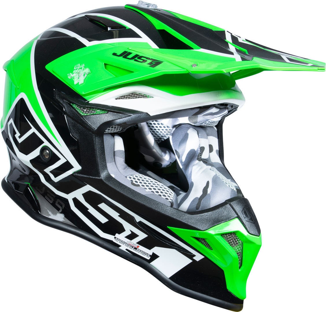 Just1 J39 Thruster Capacete de Motocross preto/branco/verde S (55/56) Figura 5