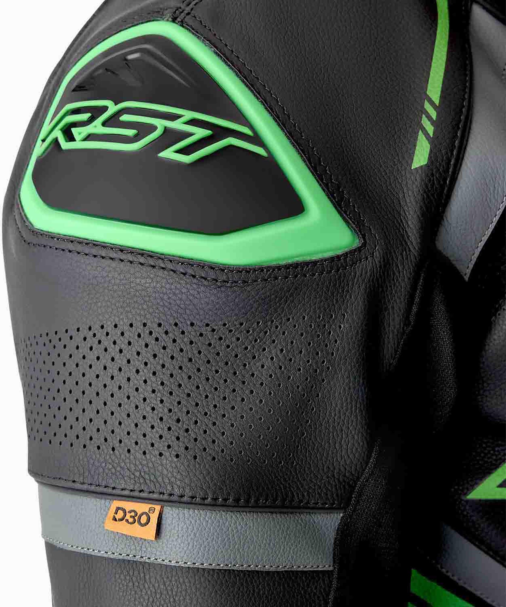 RST S1 D30 perforeret 1-delt motorcykellæderdragt Sort/neon-grøn 56 Figur 7