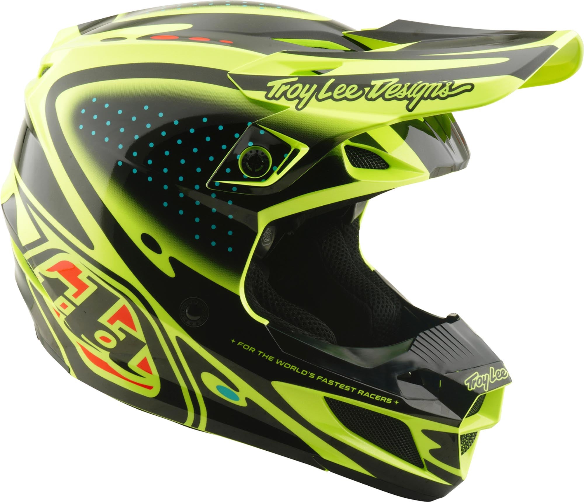 Side view of Troy Lee Designs SE5 Polycarbonate MIPS The Line Motocross Helmet