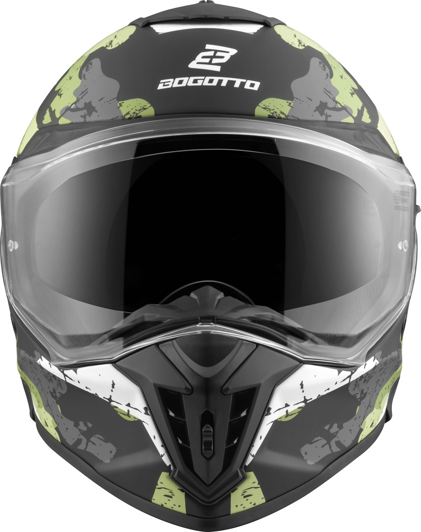 Bogotto FG-601 Sniper Cască Enduro din fibră de sticlă negru mat/gri/verde XS Figura 8