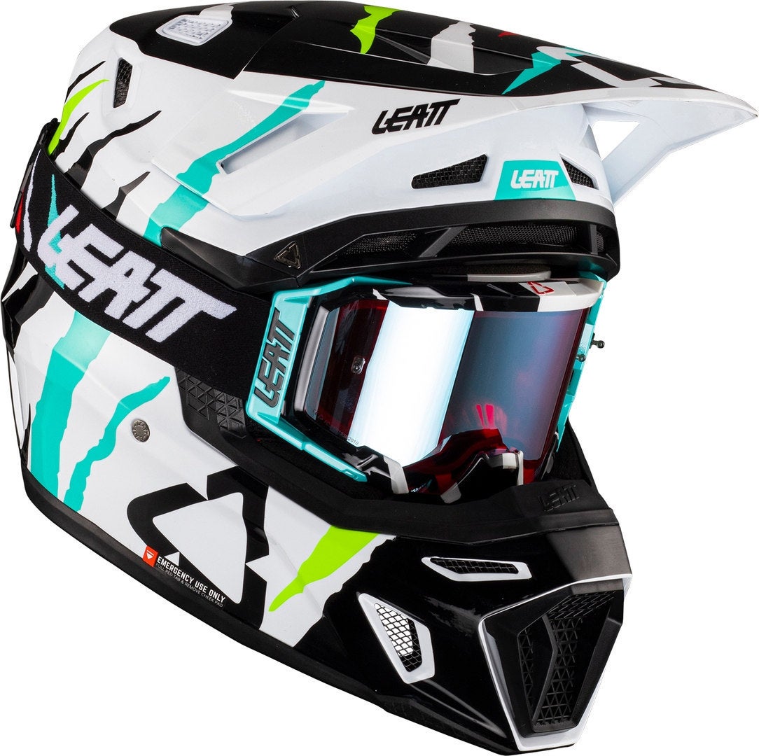 Leatt 8.5 Tiger Motocross Helm mit Brille schwarz/weiß/rot/grün M (57/58) Abbildung 1