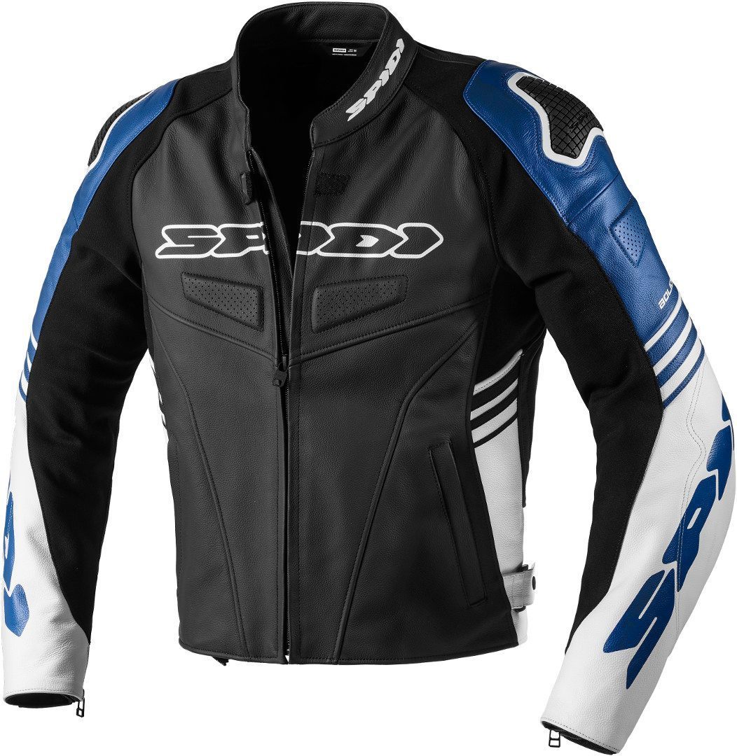 Spidi Track Warrior Motorcycle Leather Jacket black/blue 48 Figure 1
