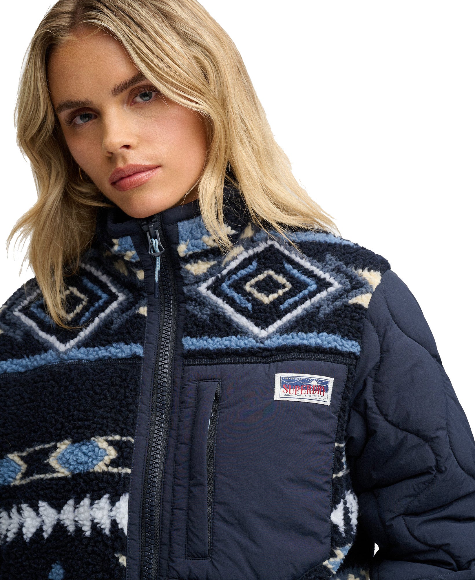 Superdry & Co Fleece Onion Quilt 女士混合夾克 藍色 S 圖 3