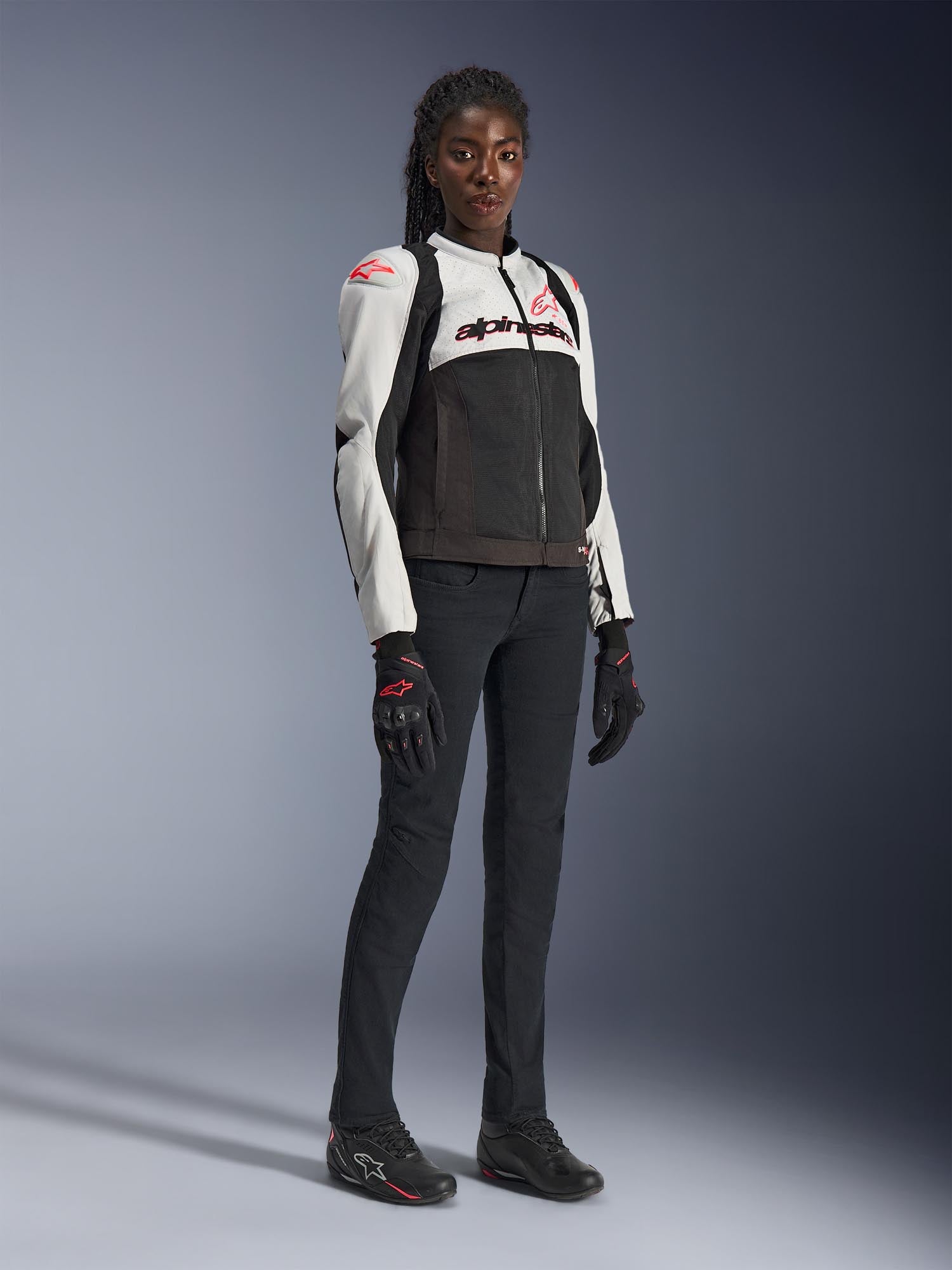 Alpinestars Stella SMX Air Perforeret dame motorcykel tekstiljakke sort/hvid/grå XS Figur 6