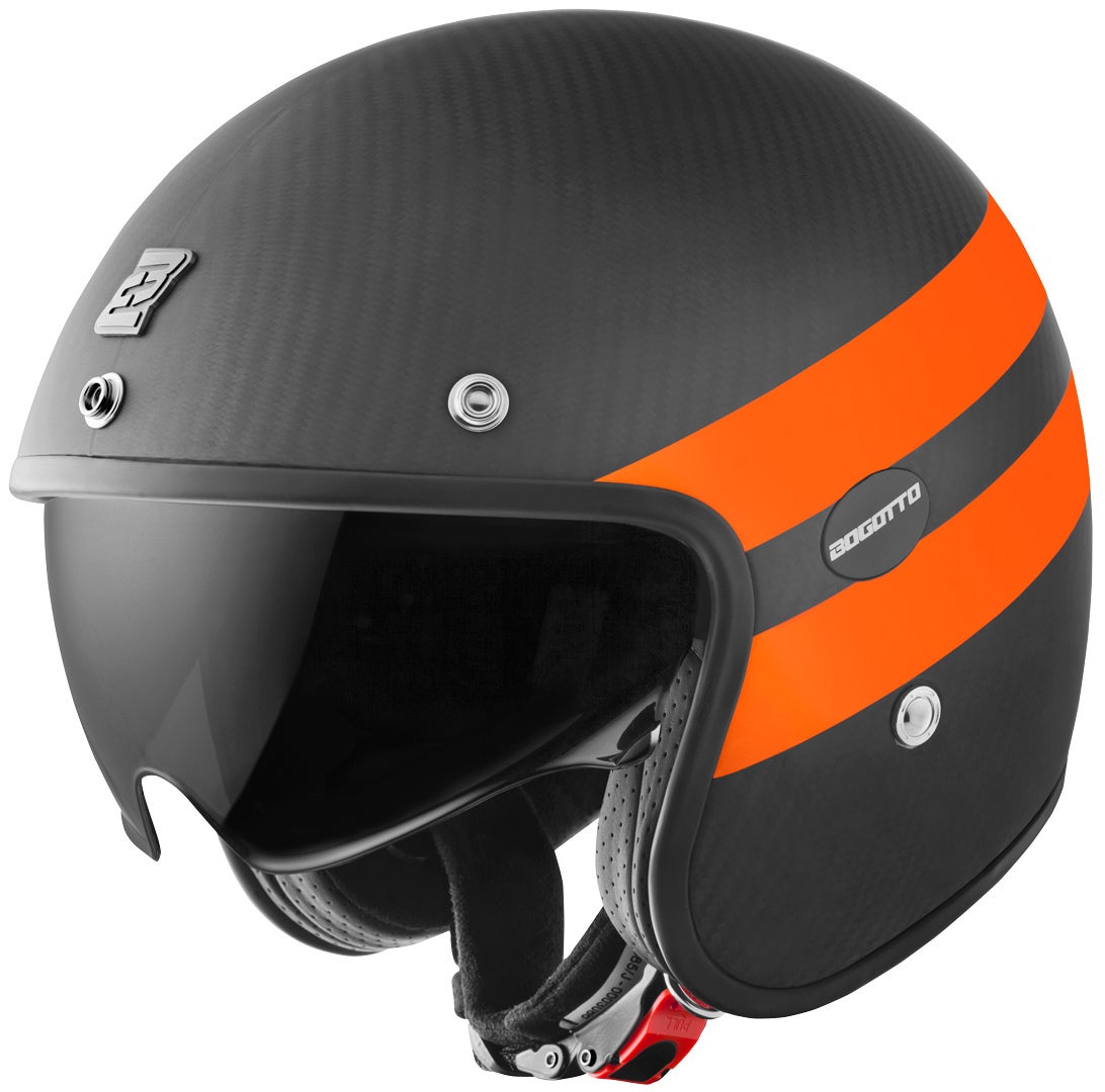 Bogotto V587 Crono Carbon Jet hjelm sort mat/orange M Figur 1
