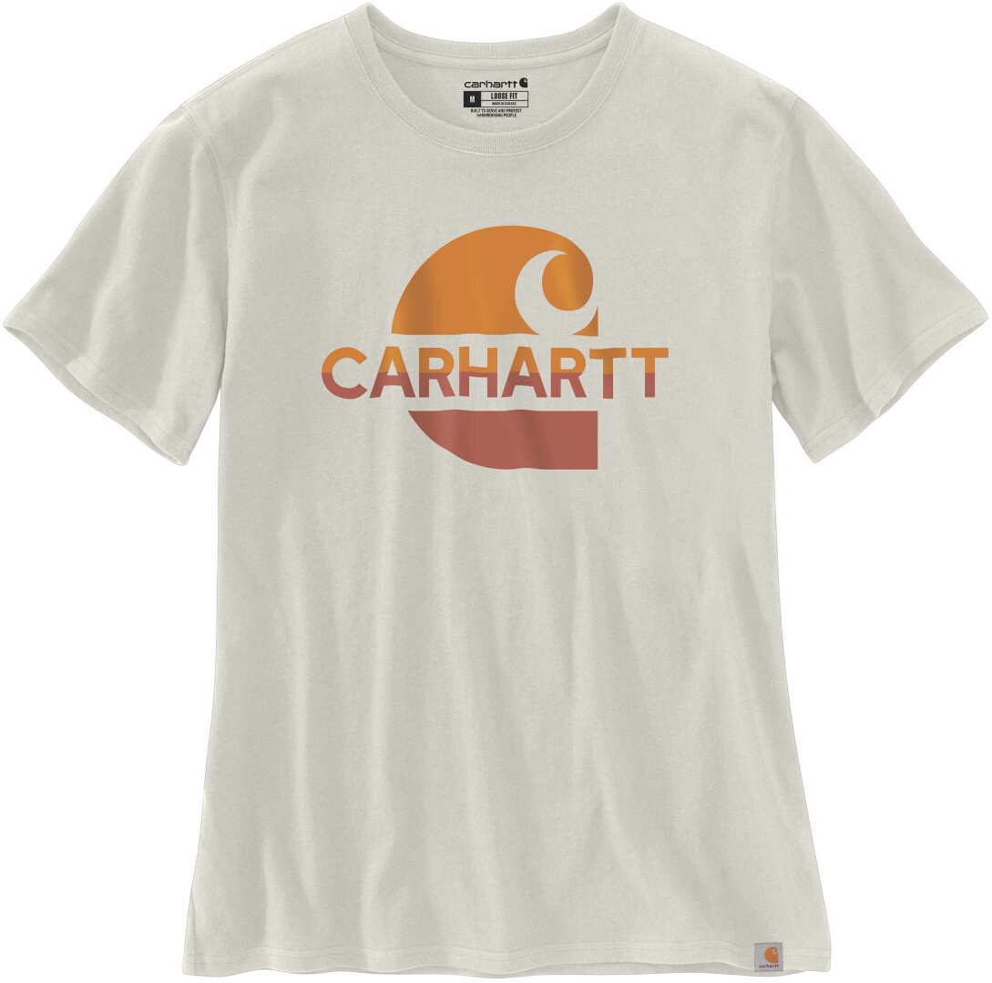 Carhartt Loose Fit Heavyweight Faded C Graphic Damer T-shirt Grädde XS Figur 1