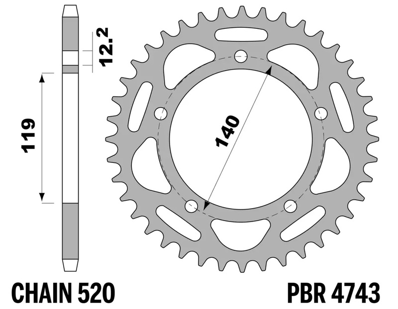 PBR Bakdrev Aluminium Förstärkt - 520 Figur 1