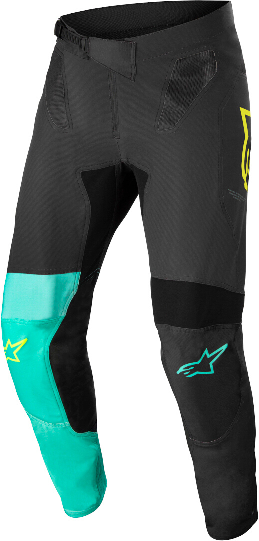 Alpinestars Supertech Blaze Patch Motocross bukser Sort/turkis 34 Figur 1