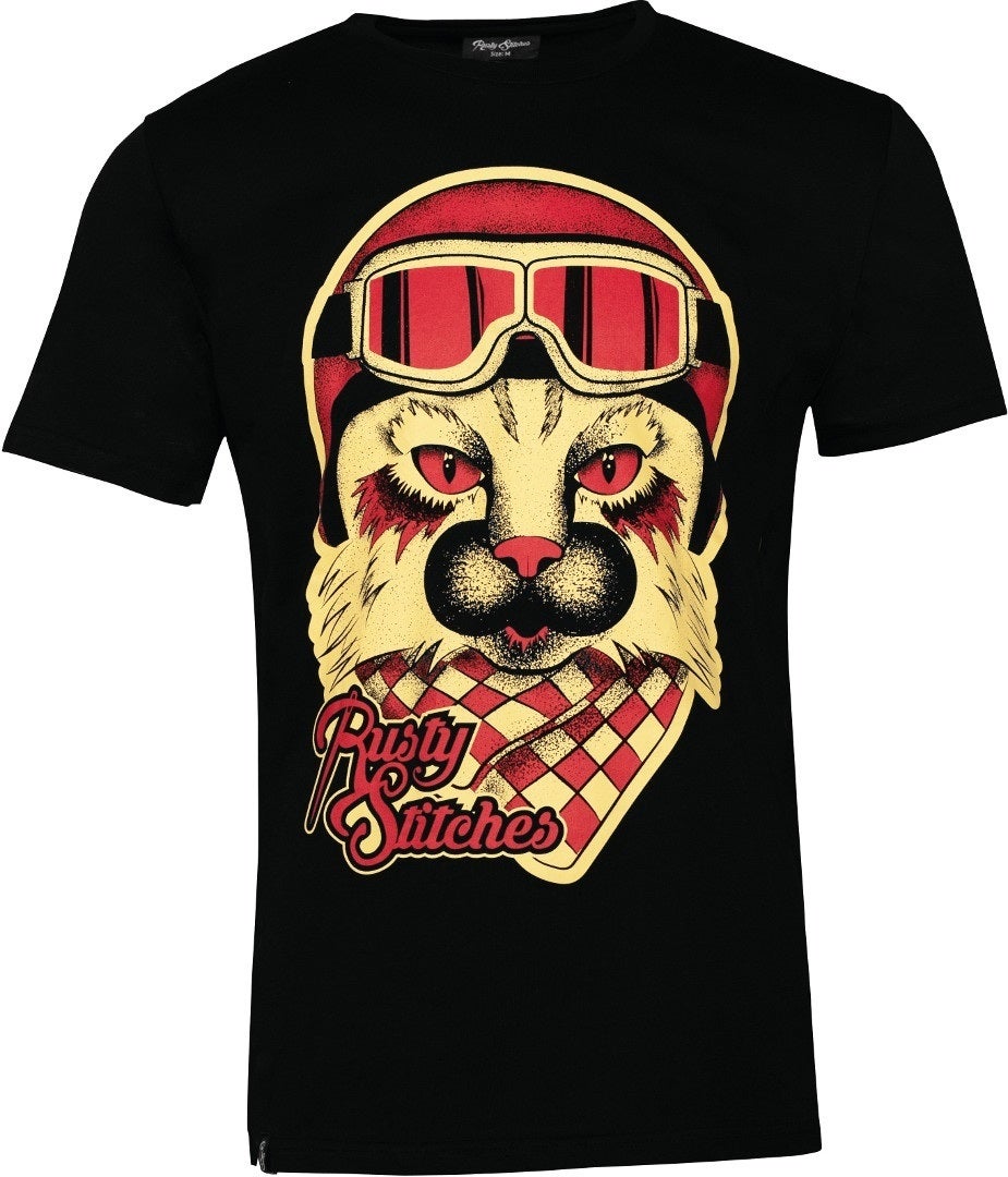 Rusty Stitches Cat Biker T-Shirt L Abbildung 1