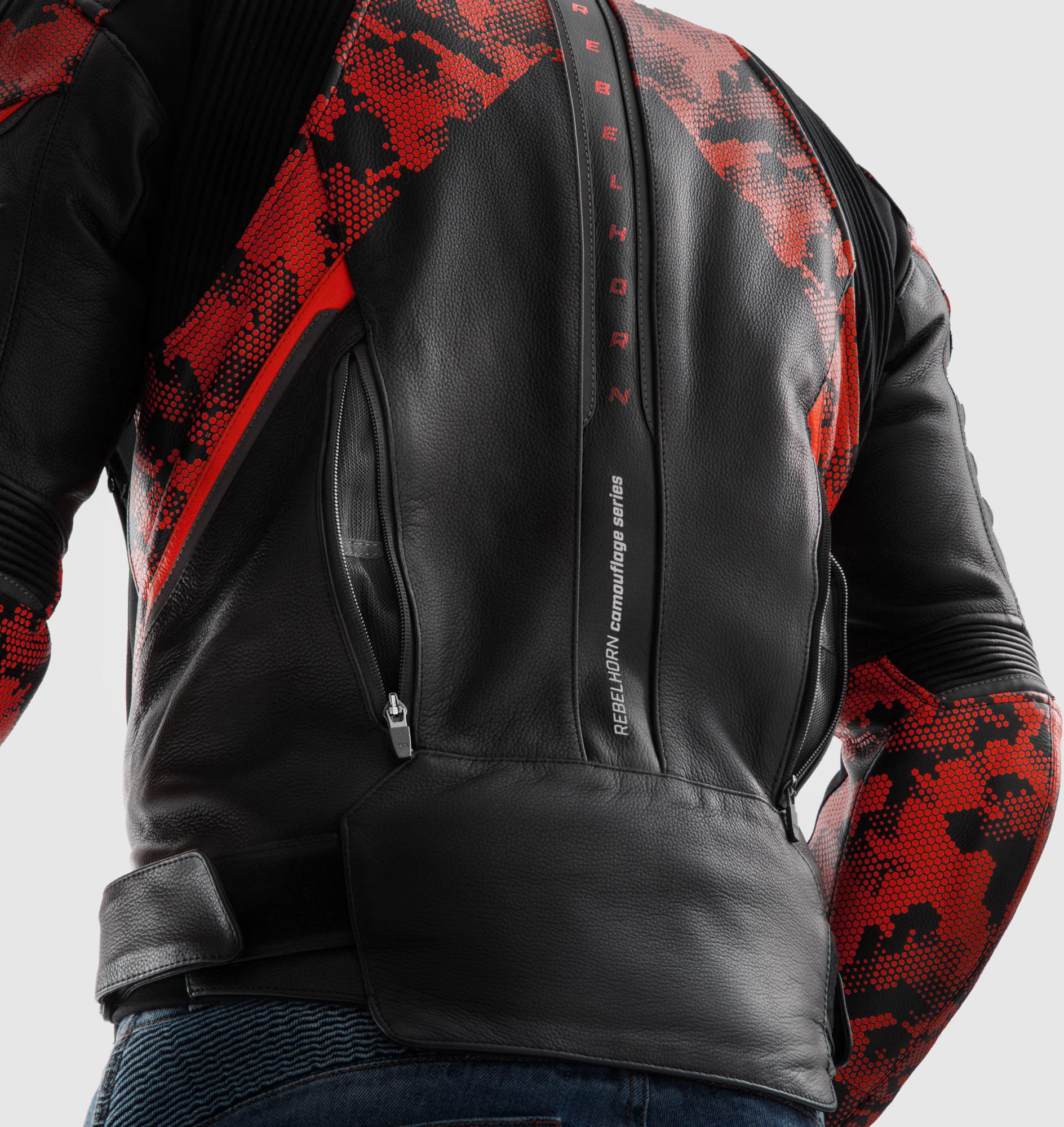 Rebelhorn Veloce Camo Motorcycle Leather Jacket black/red 48 Figure 6