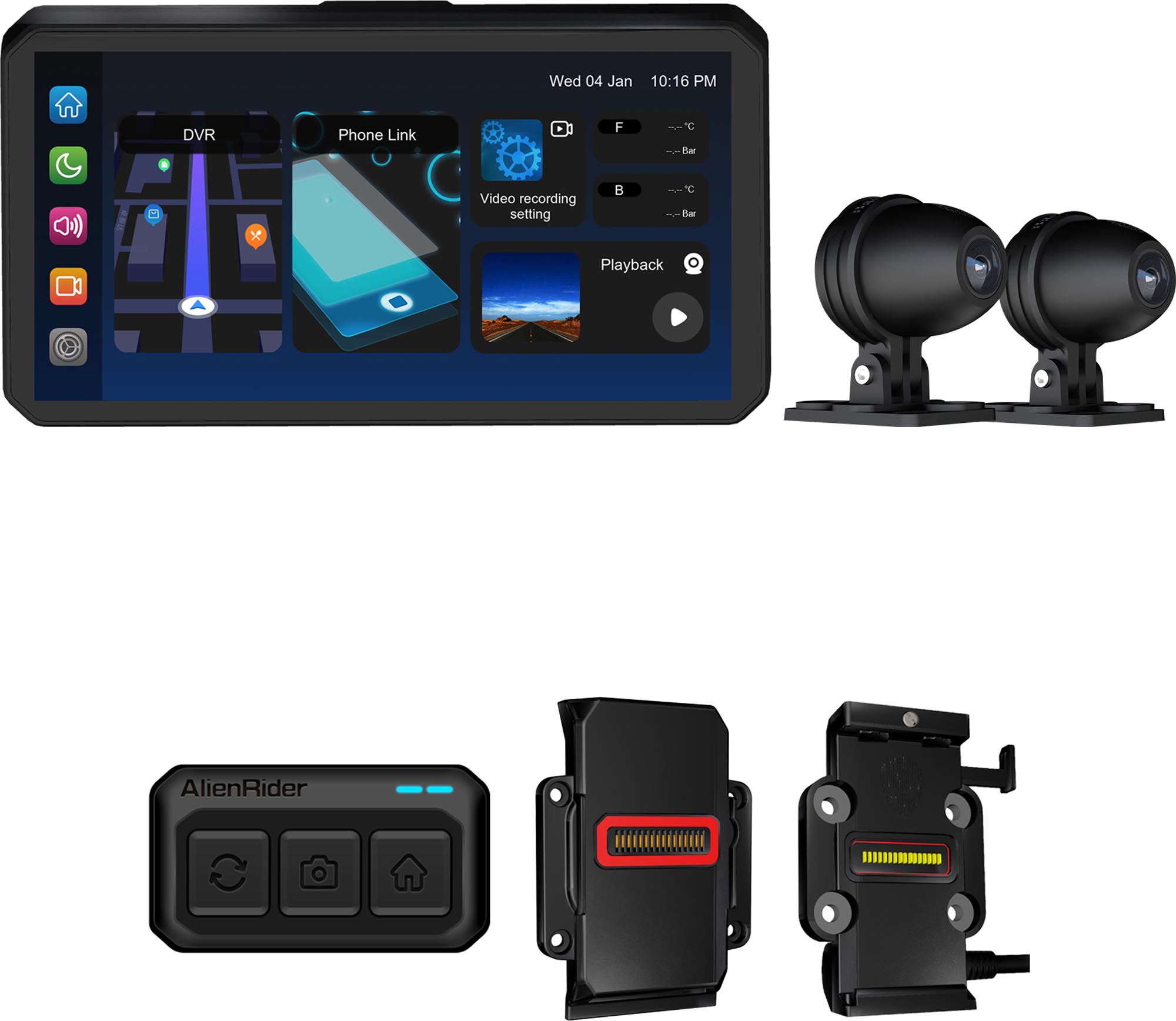 AlienRider M2-QR Bundle 6.2 BMW Motorcykelmultimediasystem Huvudartikel Figur 1