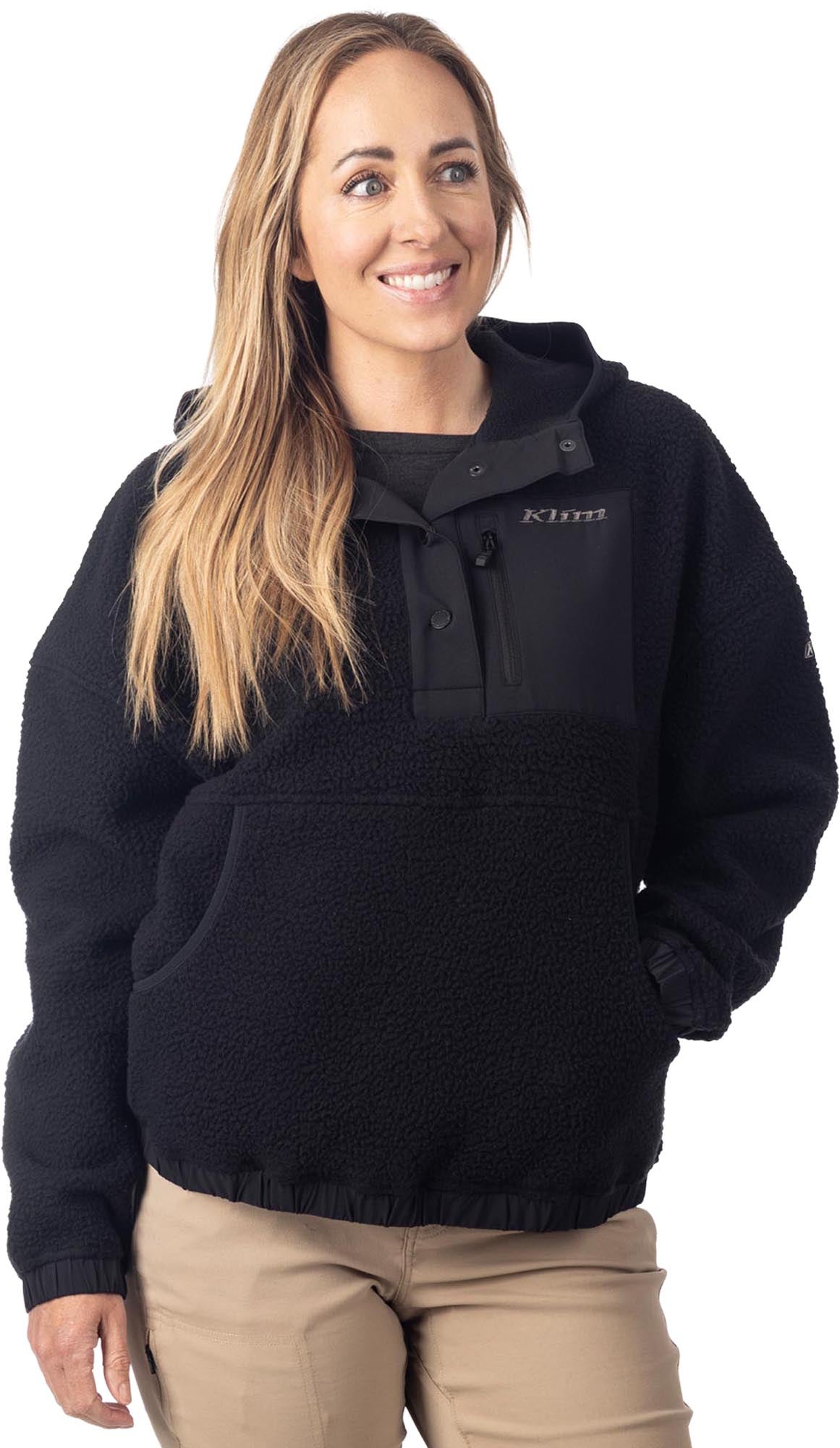 Klim Sira High Pile Γυναικείο Fleece Φούτερ με Κουκούλα Μαύρο 2ΧΛ Γράφημα 1