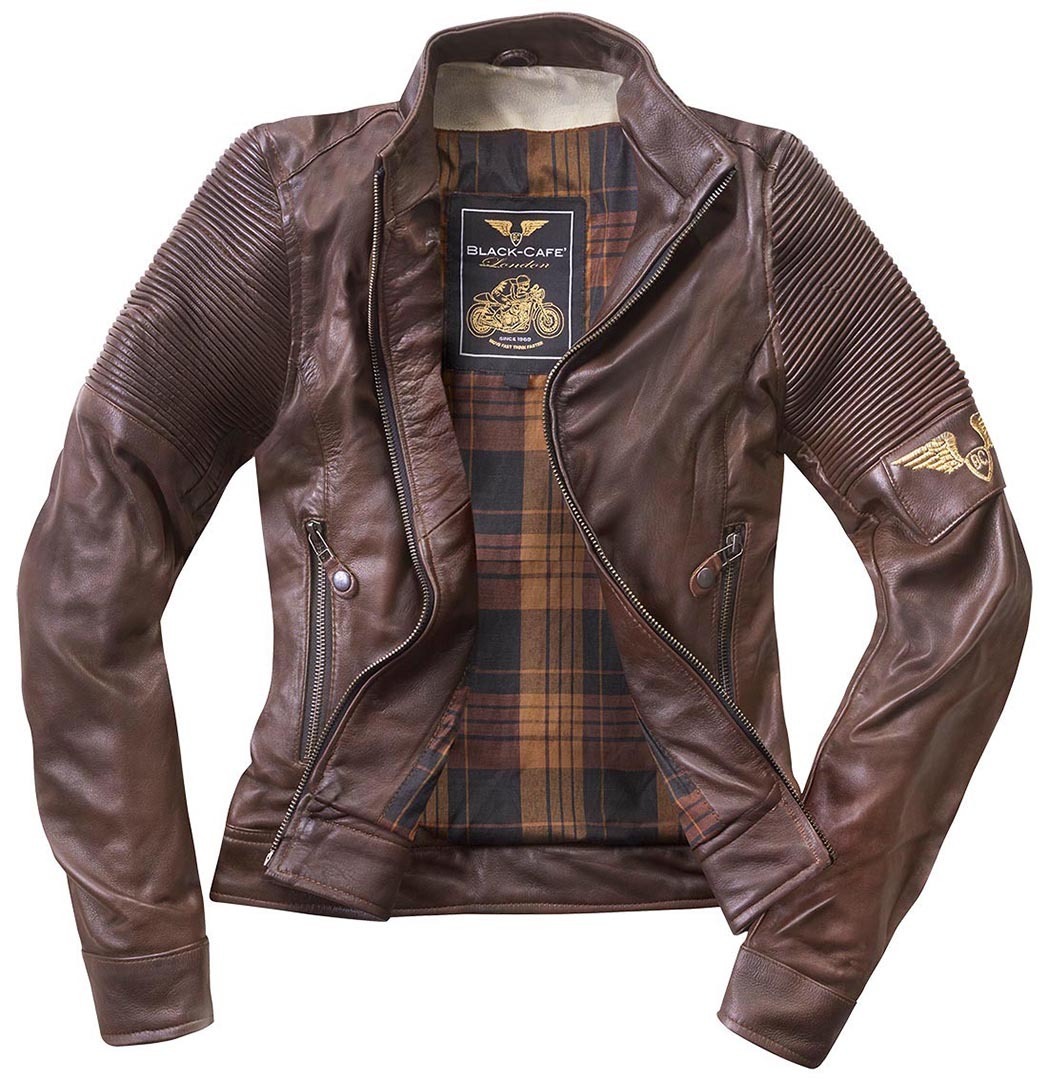 Black-Cafe London Amol Damer motorcykel skinnjacka brun S Figur 2