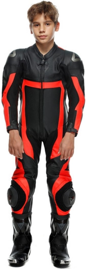 Dainese Gen-Z Abito in pelle perforata monopezza per bambini nero/rosso 134 Figura 12
