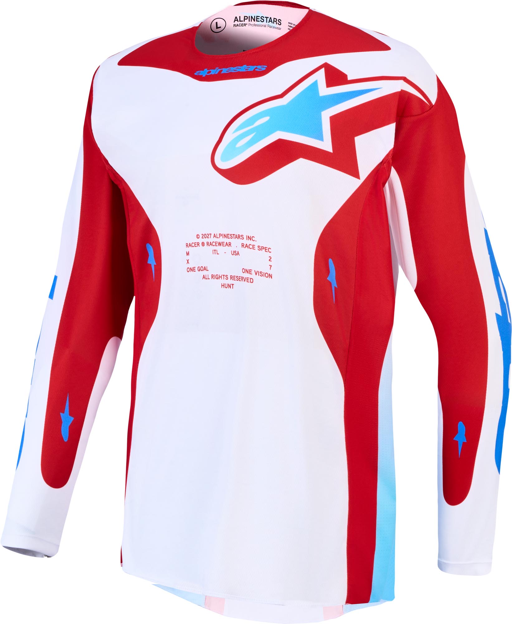 Alpinestars Racer Hunt Motocross Jersey weiß/rot/blau S Abbildung 1