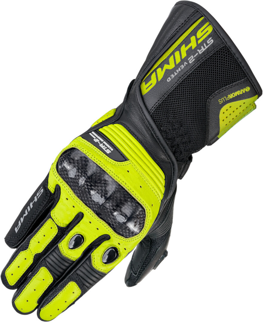 SHIMA STR-2 Vented perforerede motorcykelhandsker sort/gul M Figur 1