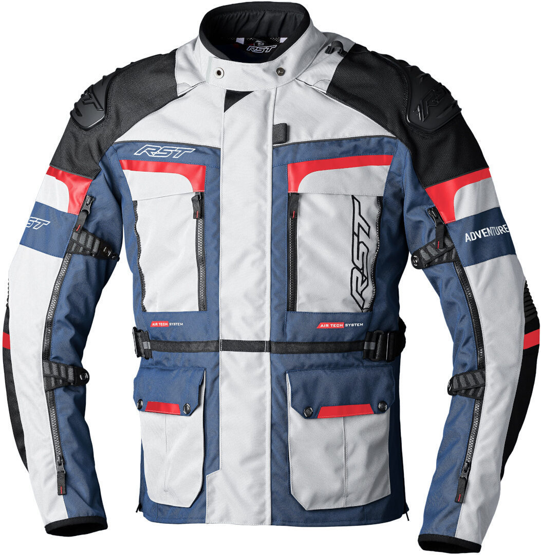 RST Pro Series Adventure-Xtreme Motorcykel Textil Jacka vit/blå/röd 4XL Figur 1