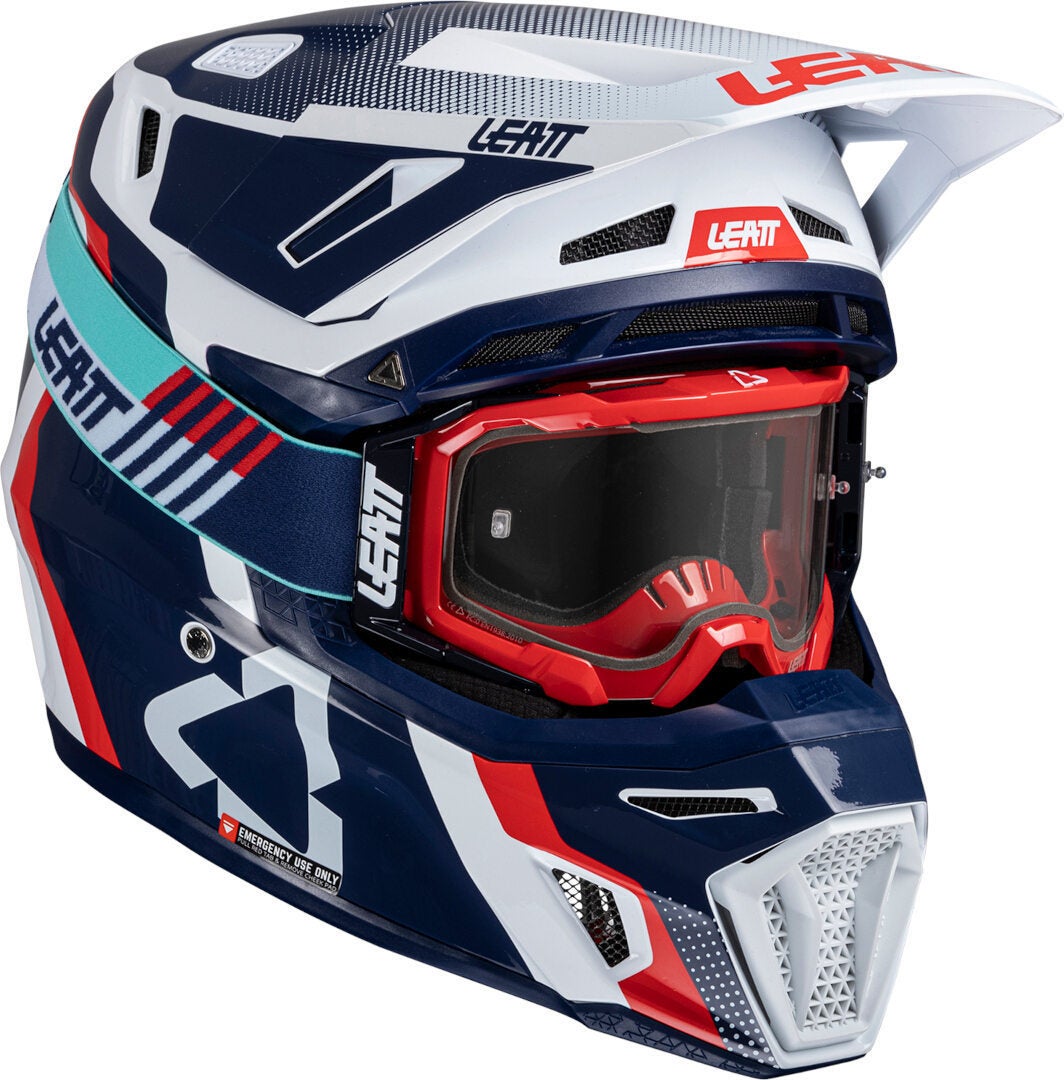 Leatt 8.5 2025 Motocross Helmet with Goggles blue/red/white XL Figure 1