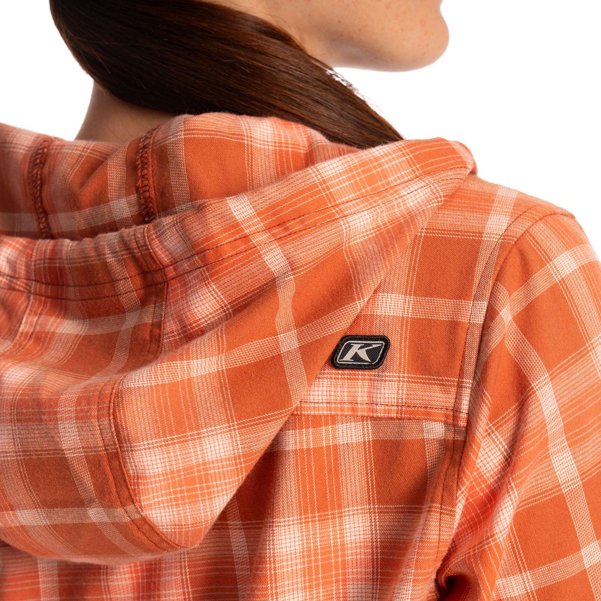 Side view of Klim Ginny Mountain Stretch Ladies Flannel Hoodie