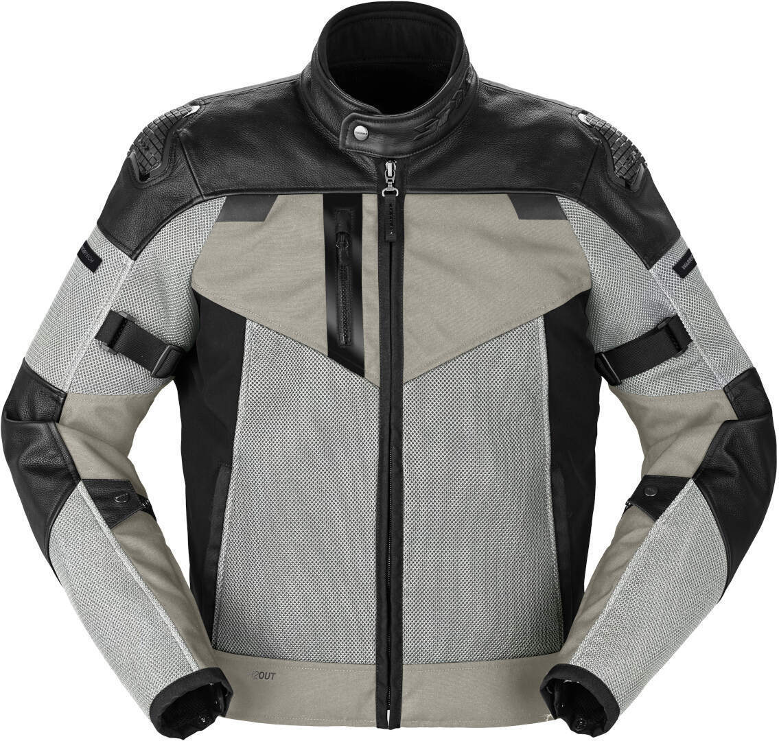 Spidi Vent Pro Motorcycle Leather Jacket Black/Ice 52 Figure 1