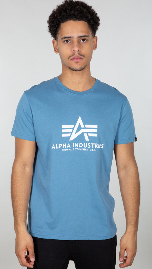 Alpha Industries Basic T-Shirt lichtblauw/wit L Figuur 1