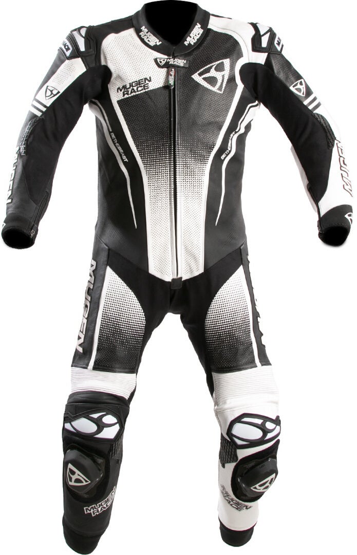 MUGENRACE Sidegun geperforeerd eendelig motorfiets lederen pak zwart/wit 52 Figuur 1