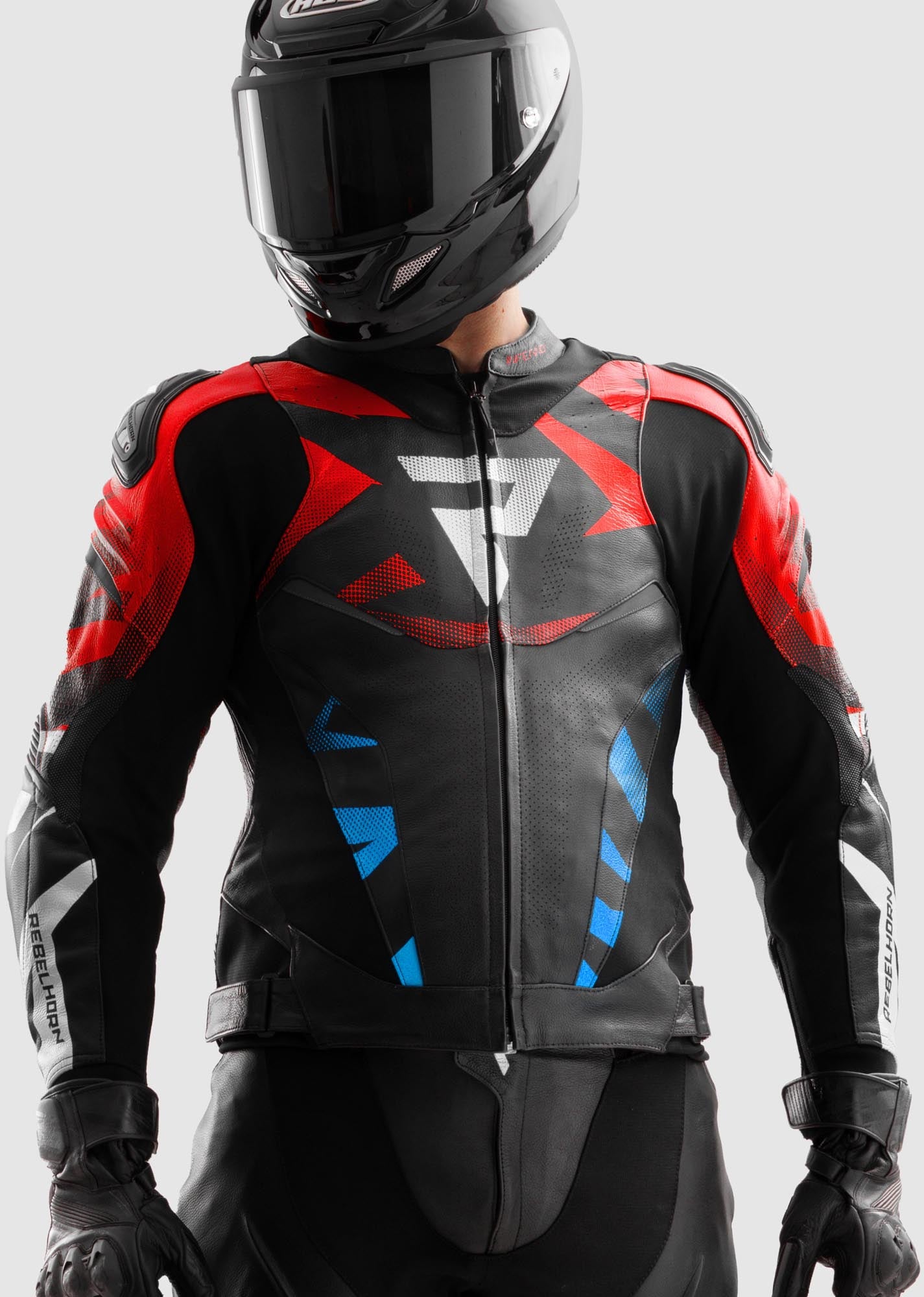 Rebelhorn Inferno Motorcycle Leather Jacket black/blue/white/red 58 Figure 16