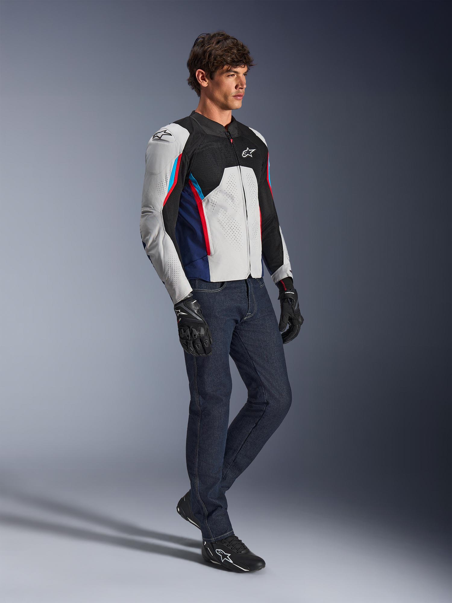 Alpinestars AST V3 Air perforated Motorcycle Textile Jacket grey/blue/red L Figure 8