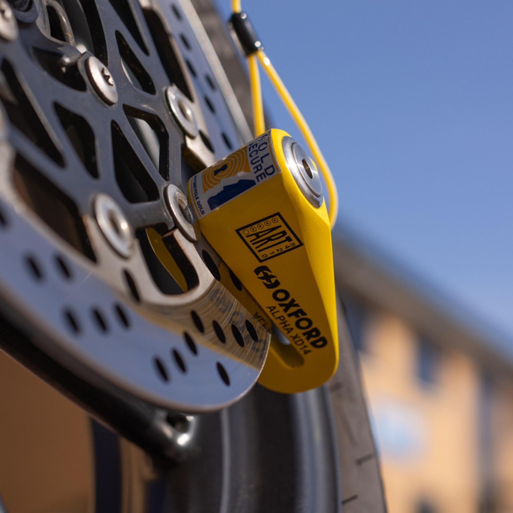 Oxford Alpha XD14 Stainless Disc Lock (14mm Pin) yellow Figure 3