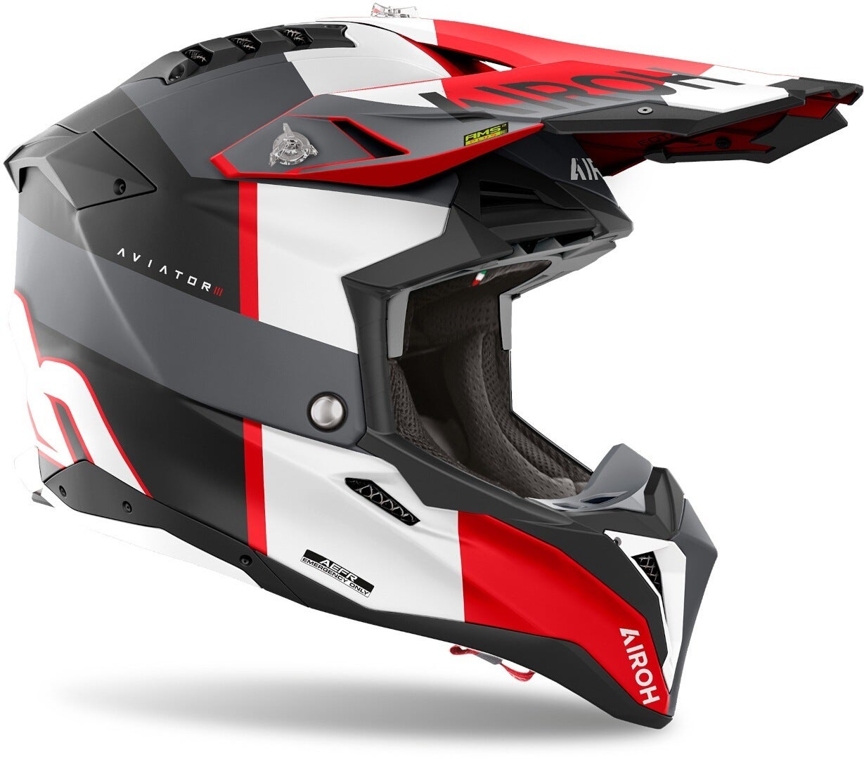 Airoh Aviator 3 Monarch Motocross hjelm sort mat/grå/rød S (55/56) Figur 3