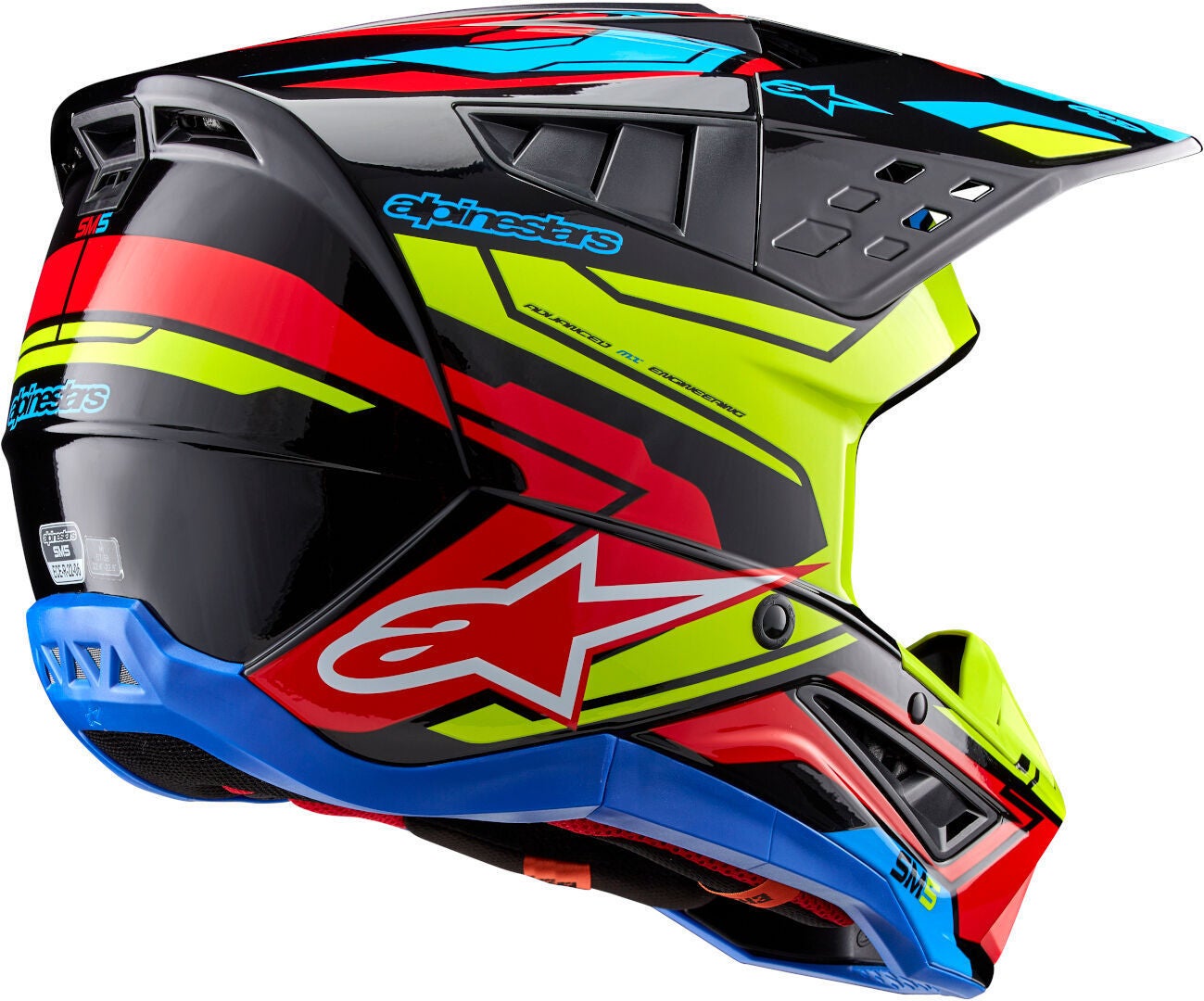 Alpinestars S-M5 Action 2 2024 Casco Motocross nero/giallo/rosso S (55/56) Figura 6