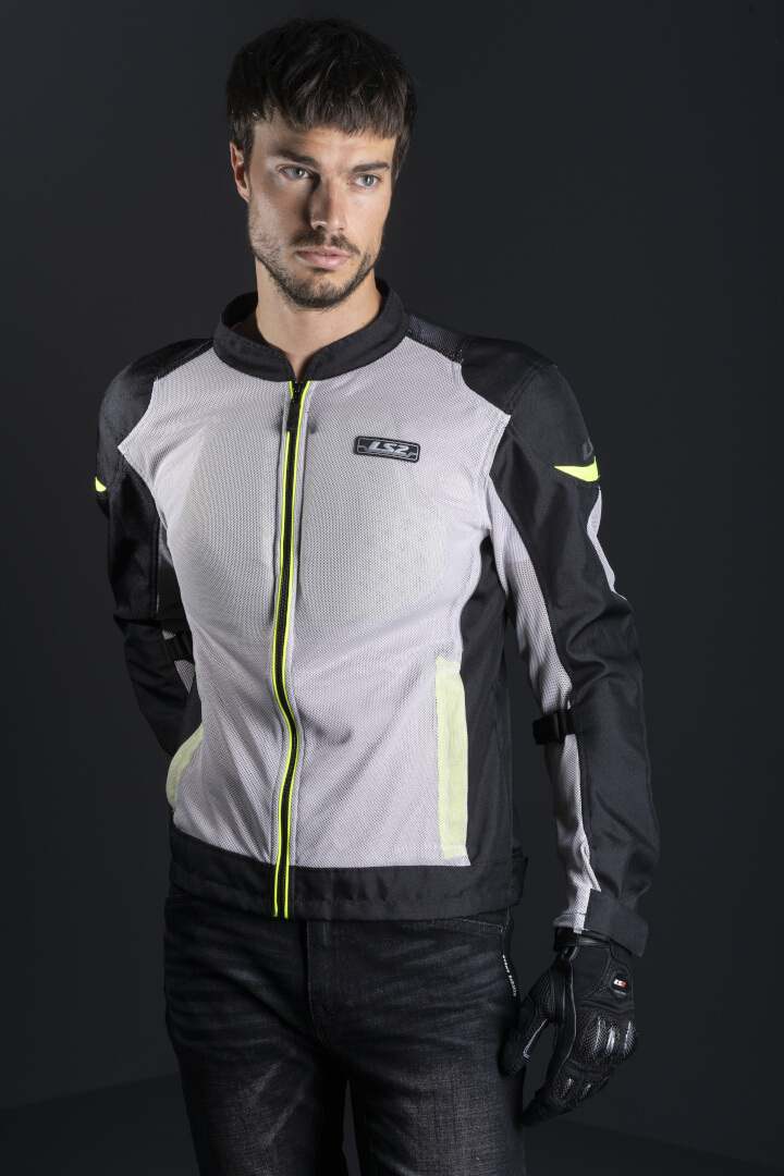 LS2 Airy Motorrad Textiljacke hellgrau/schwarz/neon-gelb L Abbildung 6
