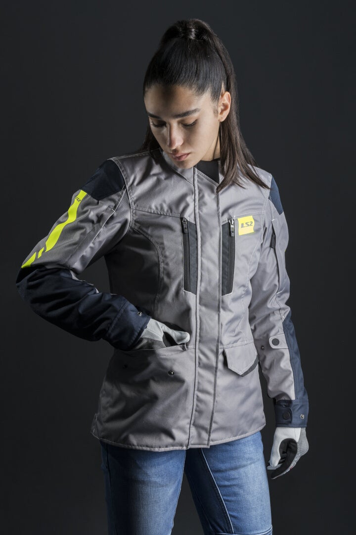 LS2 Metropolis Evo wasserdichte damen motorrad textiljacke grigio/blu scuro/giallo neon L Figura 3