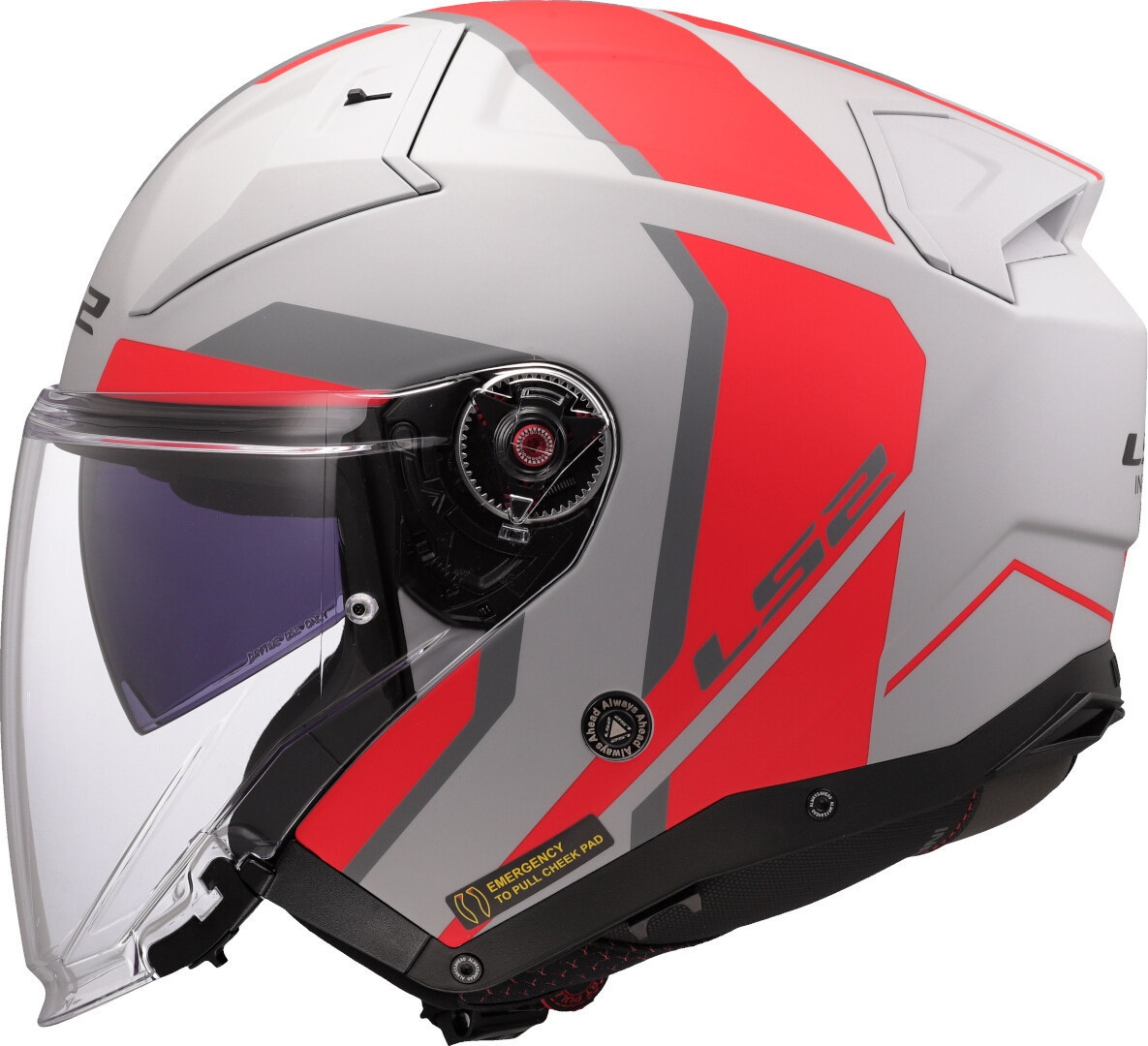 LS2 OF603 Infinity II Focus Jethelm grau matt/rot S (55/56) Abbildung 2