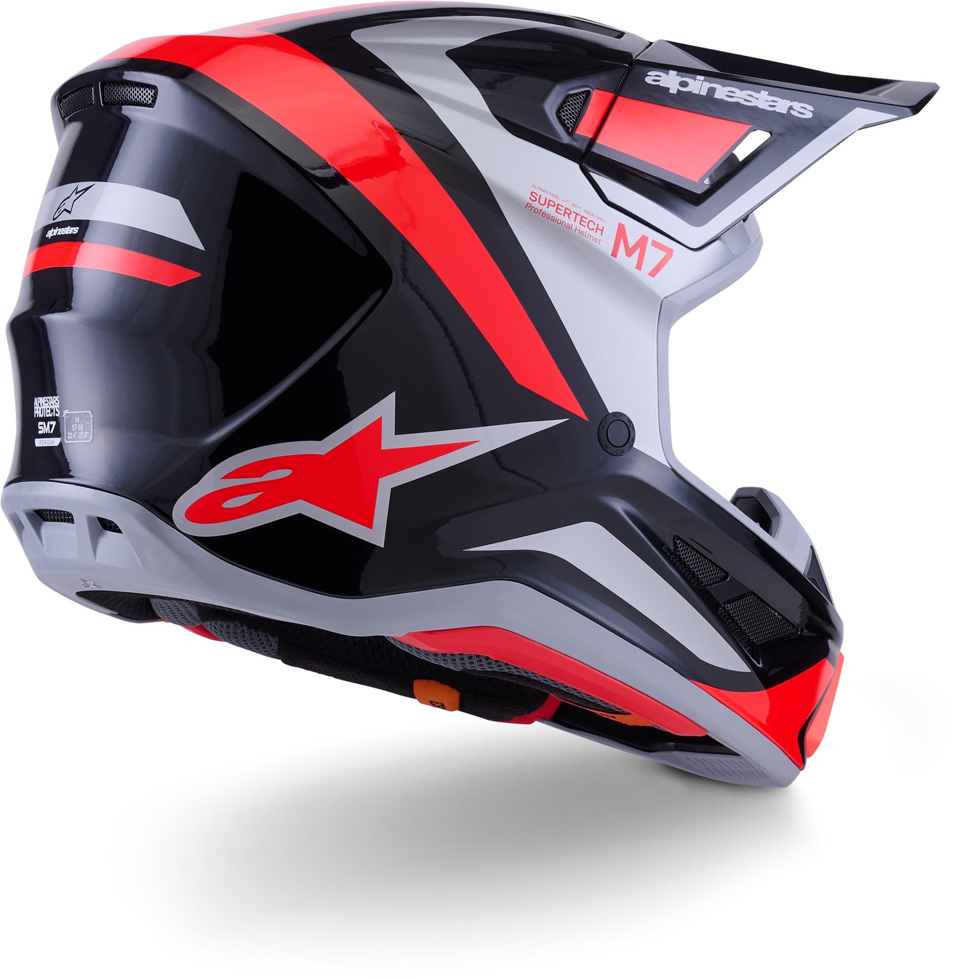 Alpinestars S-M7 Rise Motorcross helm zwart/zilver/rood XL (61/62) Figuur 7
