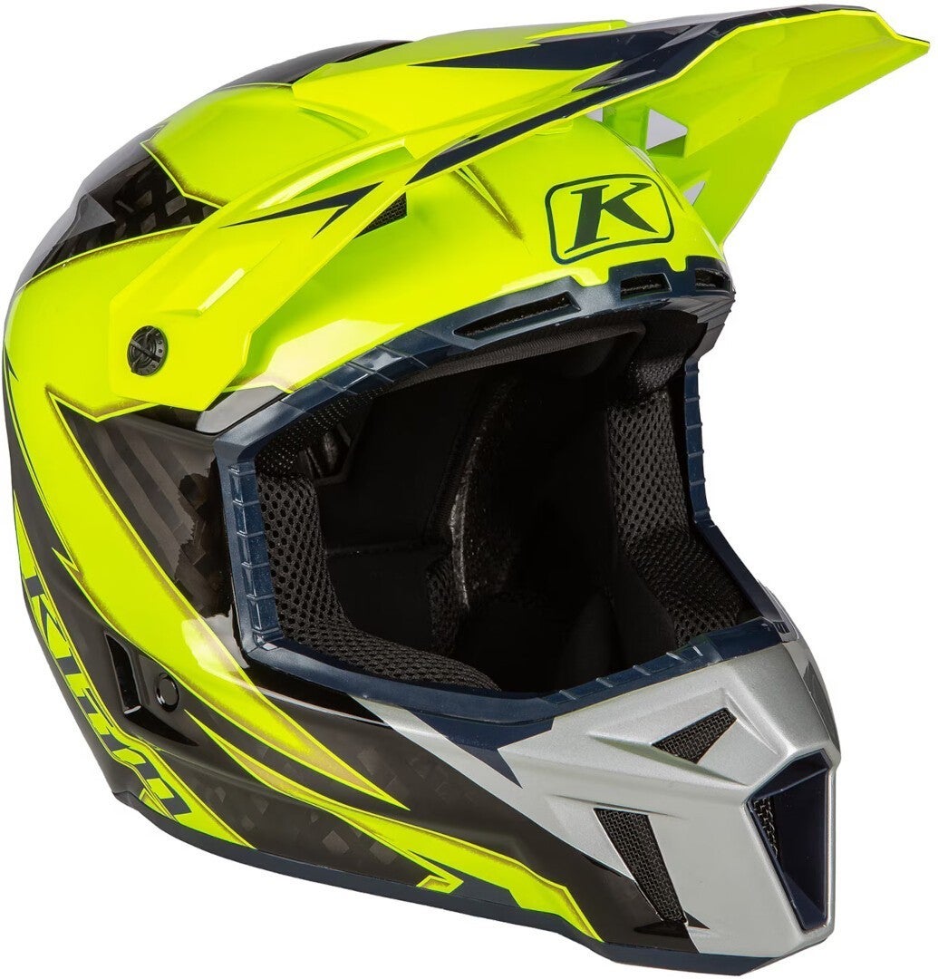 Klim F3 Lighting Carbon Motocross Helm grå/neongul S (54/55) Figur 3