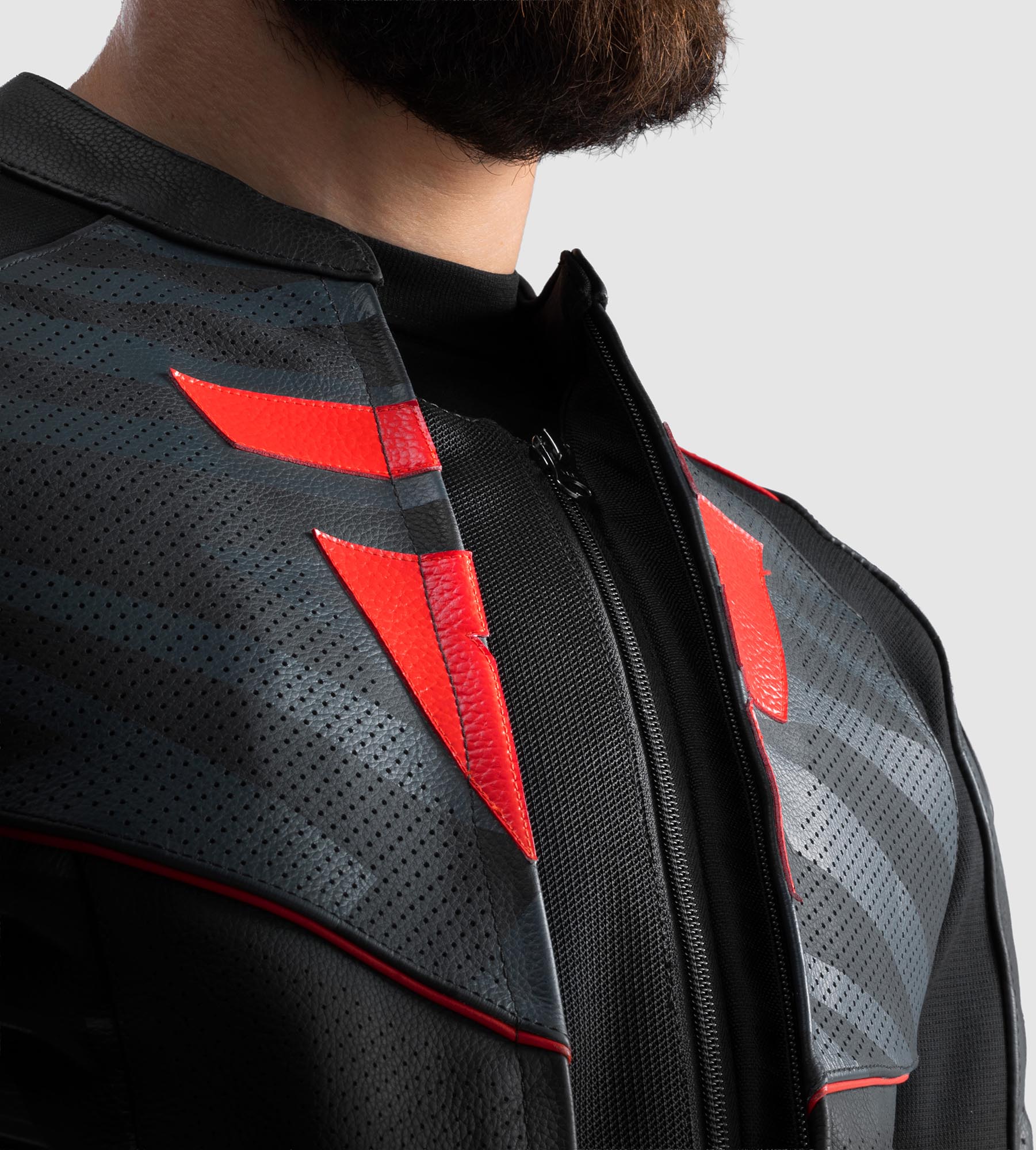Rebelhorn Vandal 2 Motorcycle Leather Jacket black/grey/red 62 Figure 6