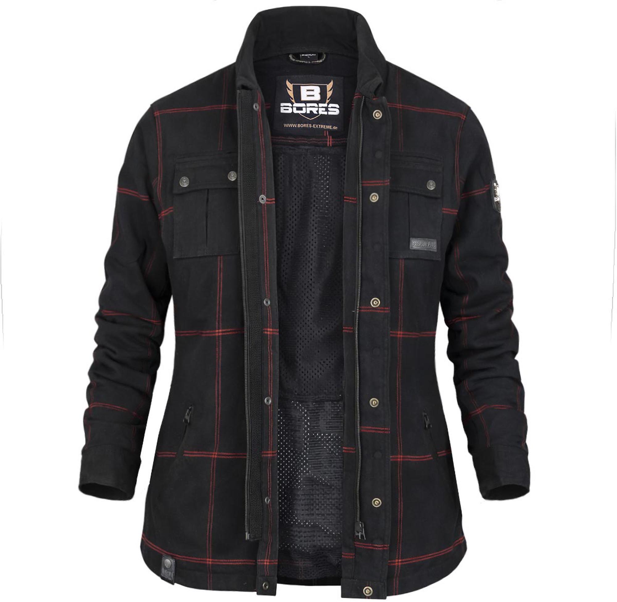 Bores Lumberjack Premium Plus Bortexx Damer Motorcykelskjorte AAA sort/rød M Figur 1