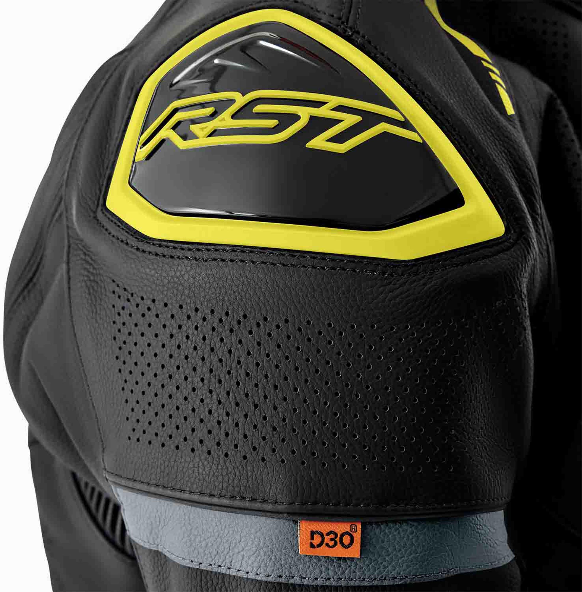 RST S1 D3O perforierte Motorrad Lederjacke schwarz/neon-gelb 58 Abbildung 3
