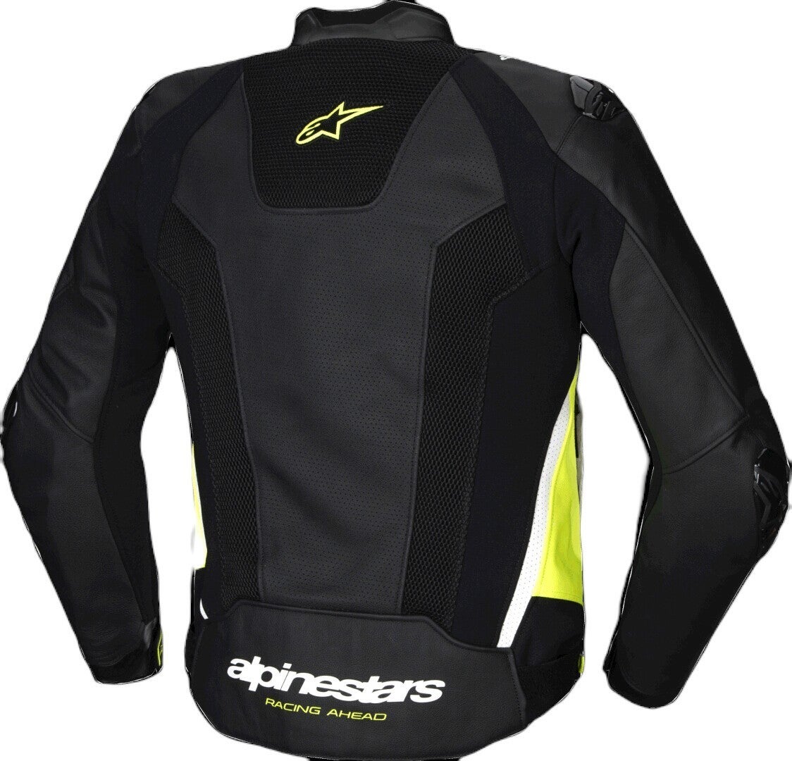 Alpinestars Missile V3 Airflow perforated Motorcycle Leather Jacket black/white/yellow 62 Figure 2