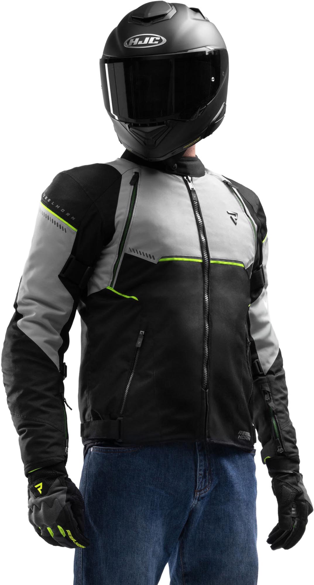 Rebelhorn Swift waterproof Motorcycle Textile Jacket light grey/yellow 9XL Figure 3