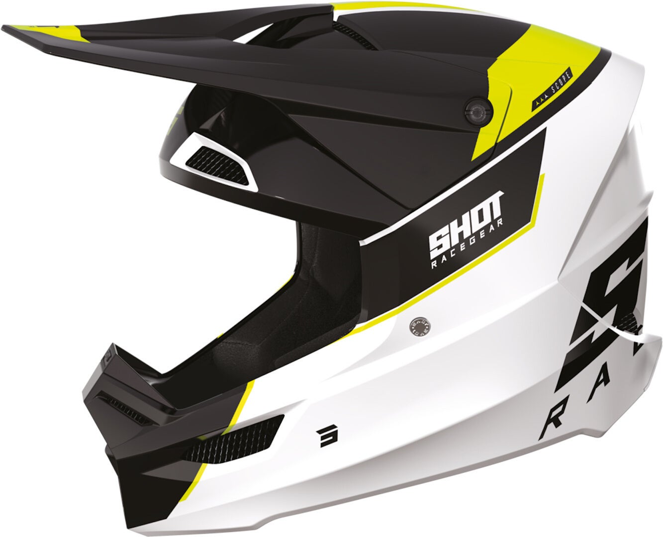 Shot Furious Scope Capacete de Motocross preto/branco/amarelo S (55/56) Figura 1