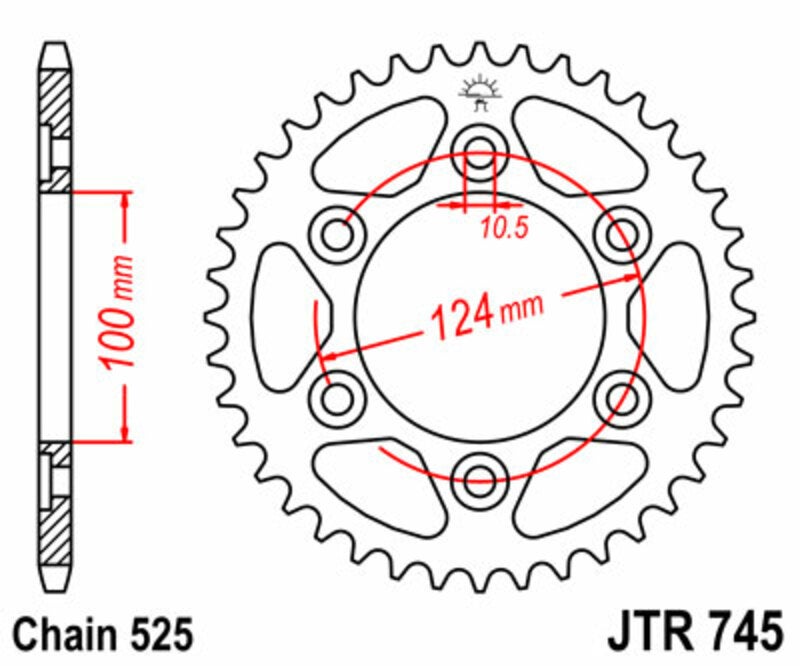 JT SPROCKETS Steel Standard Rear Sprocket 745 - 525 Figure 2