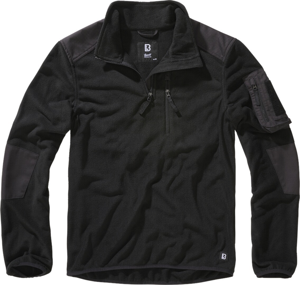 Brandit Fleece Ripstop Pull demi-zip noir L Figure 1