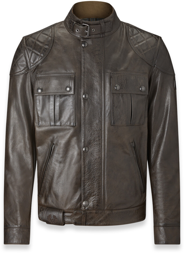 Belstaff Brooklands Motorcycle Leather Jacket olive S Figure 1