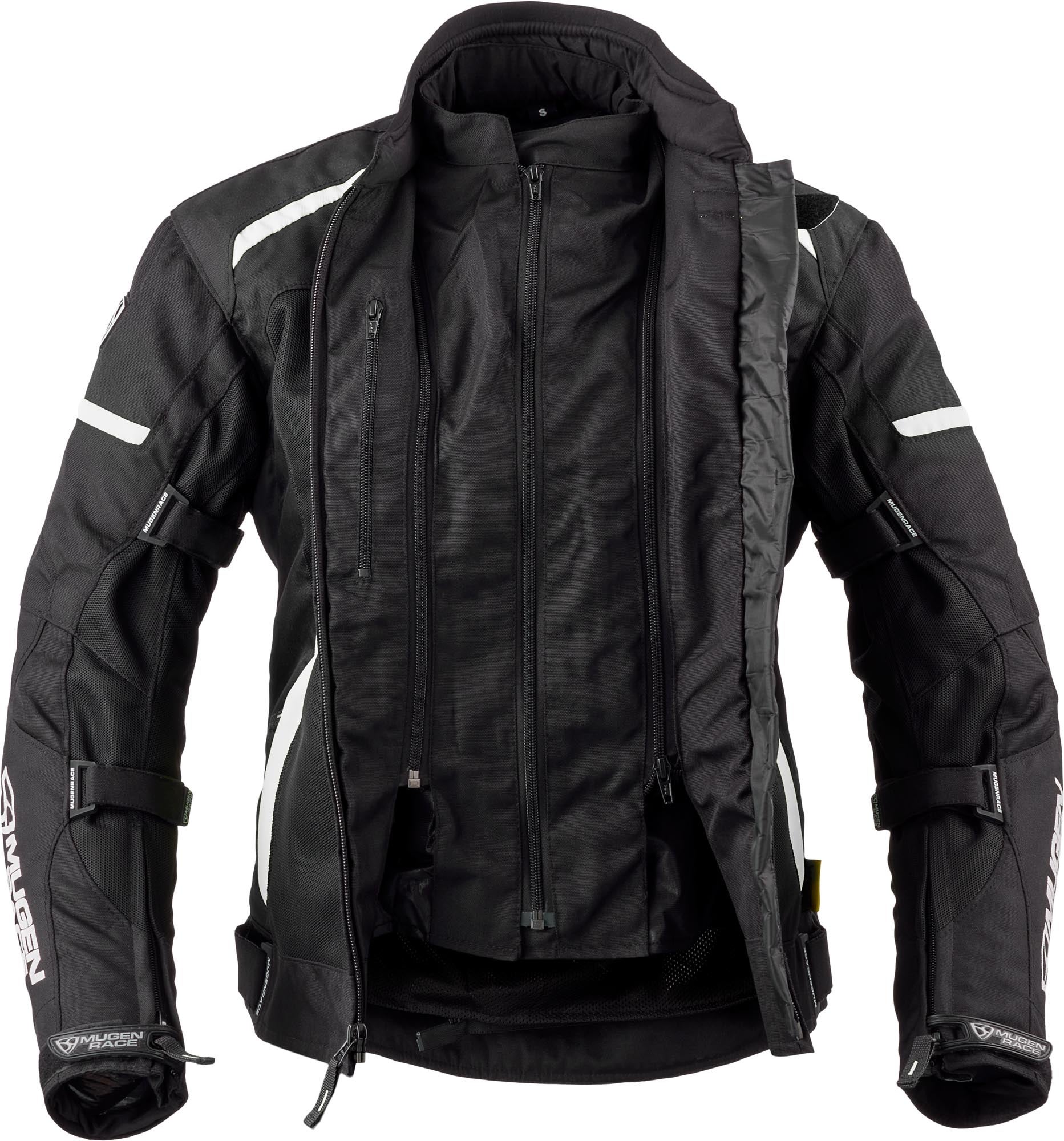 MUGENRACE Fuggire-A imperméable dames moto textile veste Noir/Blanc M Figure 4