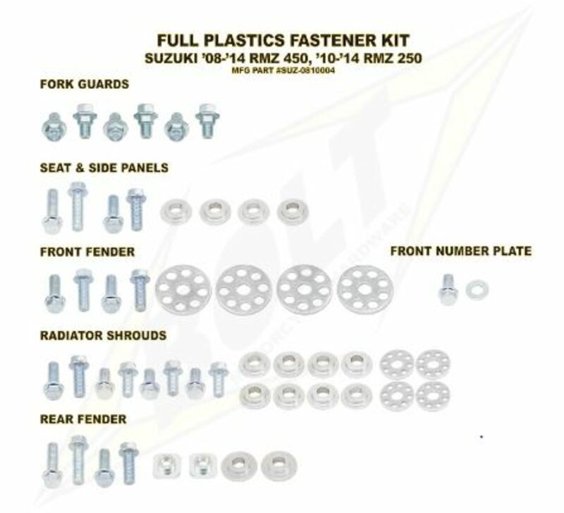 Bolt Suzuki RM-Z450 / 250 komplett plastskruvsats Figur 1