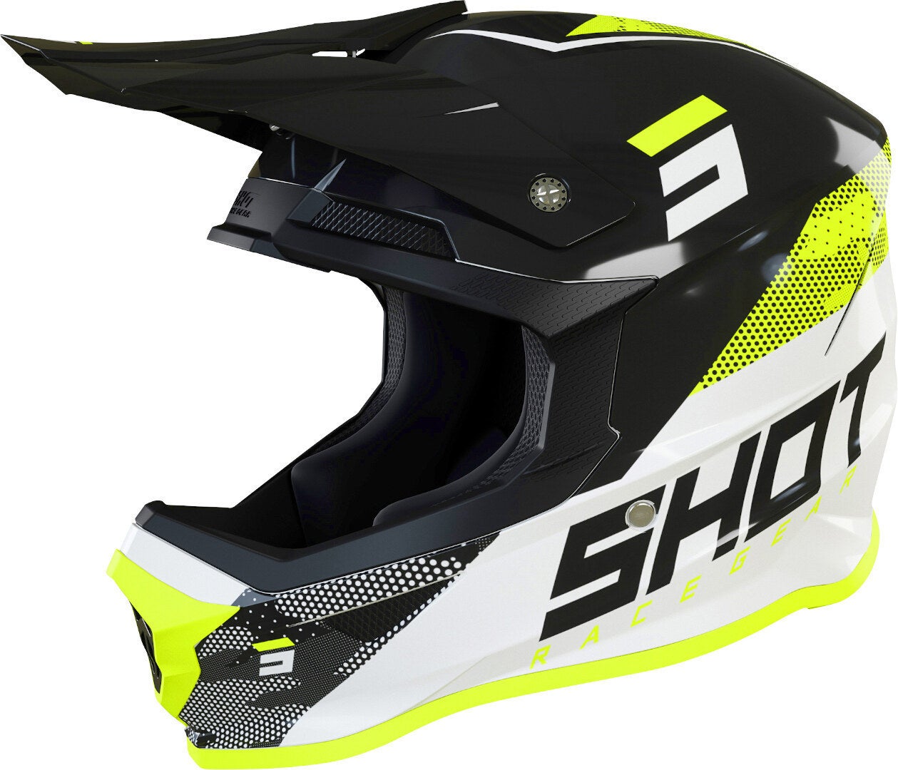 Shot Furious Camo Motocross Helm schwarz/weiß/gelb M (57/58) Abbildung 1