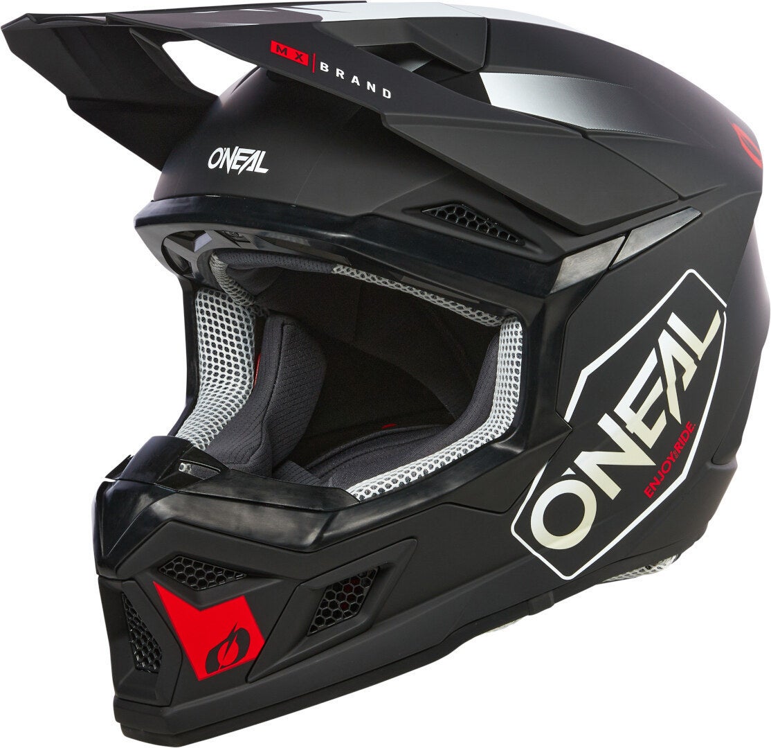 Oneal 3SRS Hexx Casco Motocross Nero/Bianco/Rosso XXL (63/64) Figura 1