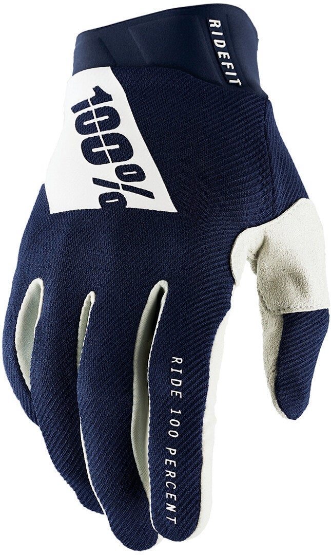 100% Ridefit Fiets handschoenen blauw/wit L Figuur 1